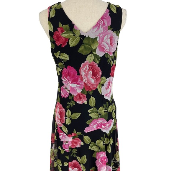 Another Thyme Womens Sleeveless Floral Chiffon Midi Dress Pullover Surplice 8 - Picture 6 of 12